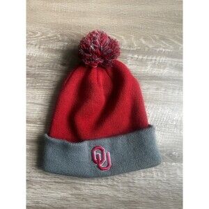 UNIVERSITY OF OKLAHOMA SOONERS STOCKING CAP, HAT, BEANIE - OU - POM-POM!